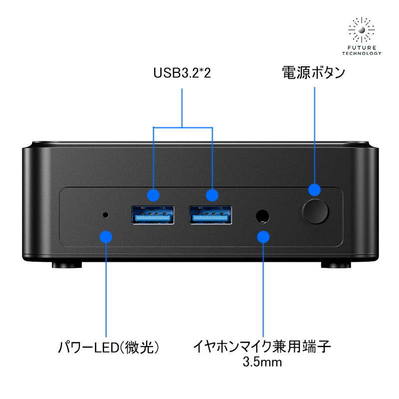 N150 ミニPC Type-c給電 USB4つ ミニPC 2025新型 DDR4 16GB SSD 500GB