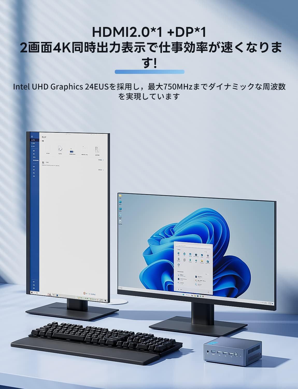 N100 ミニPC-DDR5-16GB/4800MHZ+NVMeSSD500GB mini PC