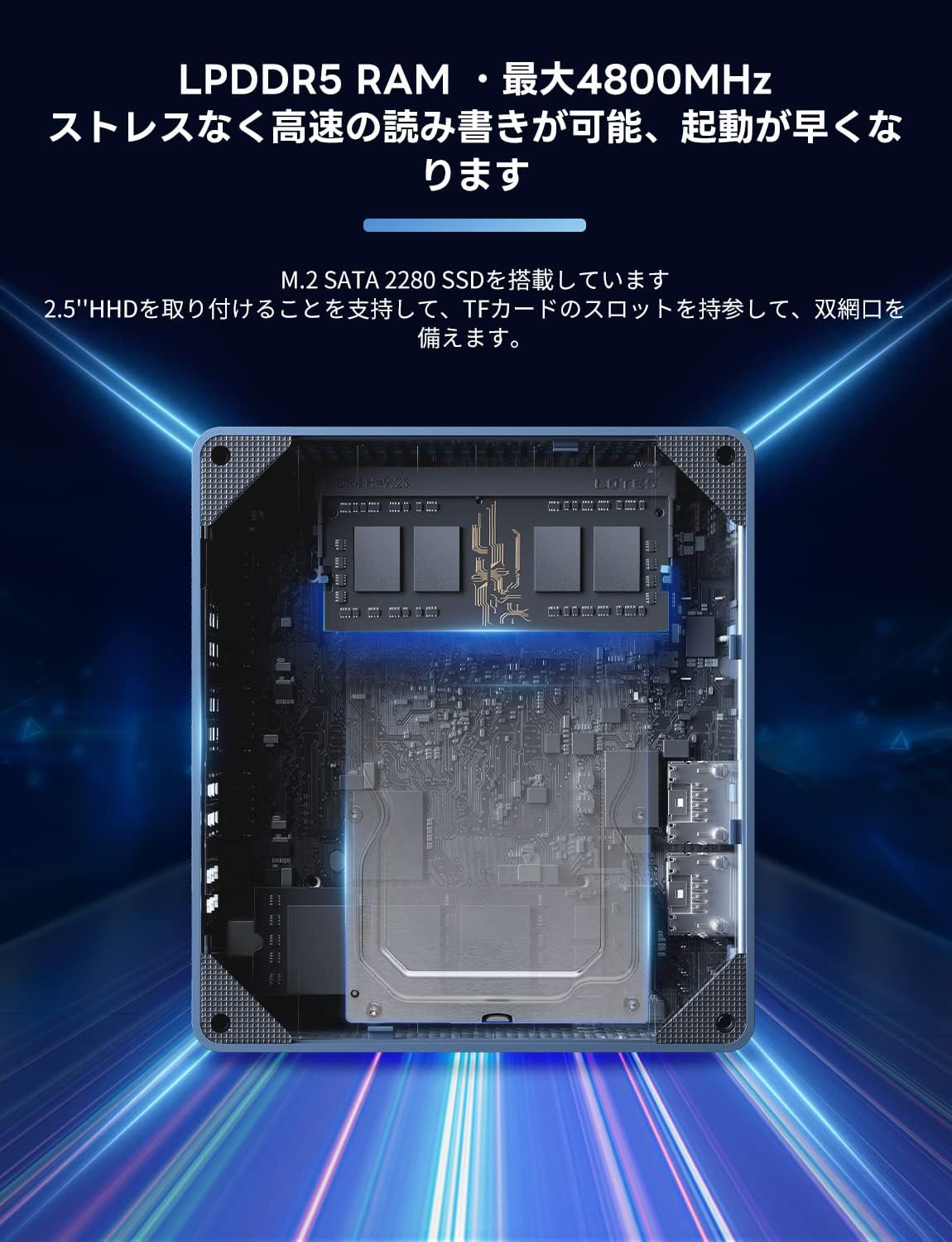 N100 ミニPC-DDR5-16GB/4800MHZ+NVMeSSD500GB mini PC