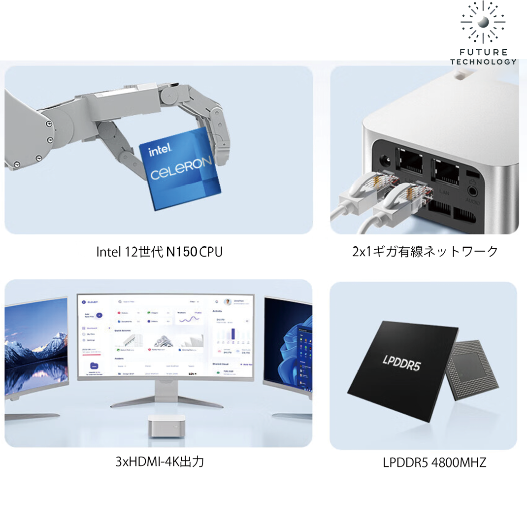 N150ミニPC 新品-DDR5 16GB NVMe SSD 500GB Windows11Pro