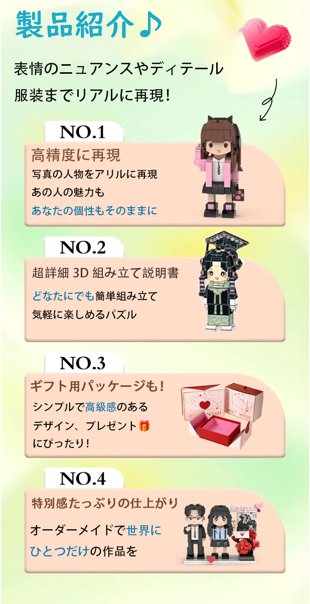 大人気!カスタマイズレゴ 大切な人への贈り物 トリオ