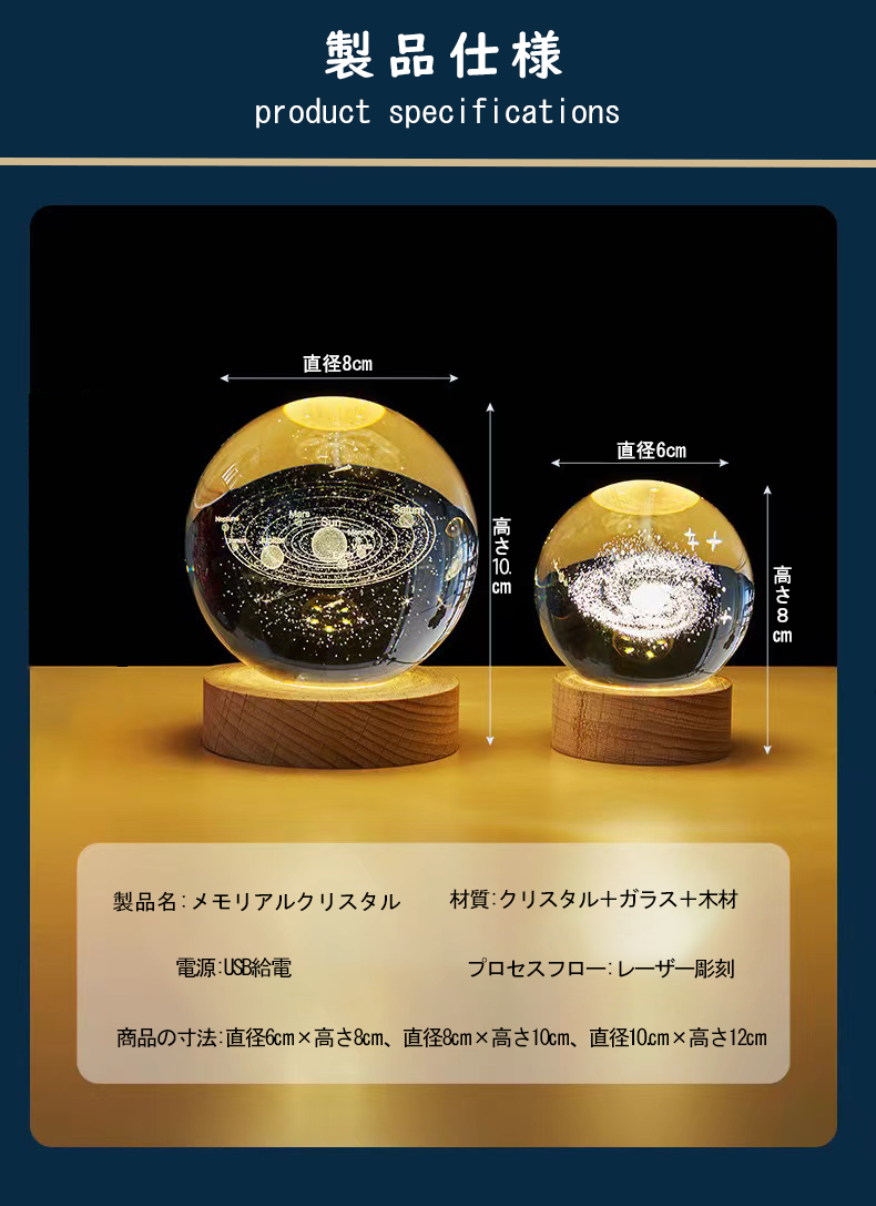 メモリアルクリスタル(写真入りオーダー水晶)