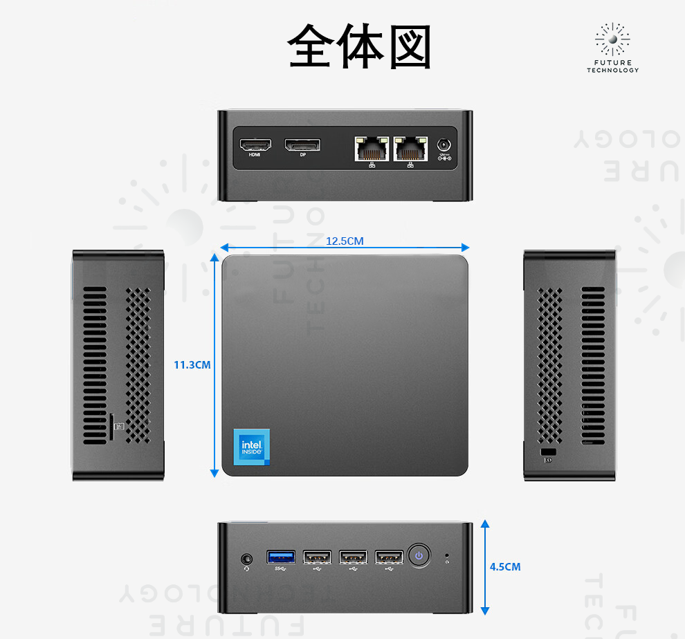 N100 ミニPC-DDR5-16GB/4800MHZ+NVMeSSD500GB mini PC