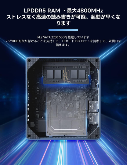 N100 ミニPC-DDR5-16GB/4800MHZ+NVMeSSD500GB mini PC